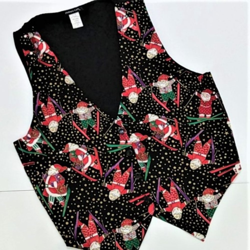 Vintage Santa Vest Ugly Christmas Robyn-Lyn sz L